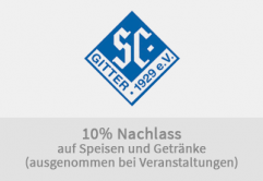 10% auf Speisen und Getränke (ausgenommen bei Veranstaltungen)