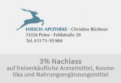 3% Nachlass auf freiverkäufliche Arzneimittel, Kosmetika und Nahrungsergänzungsmittel